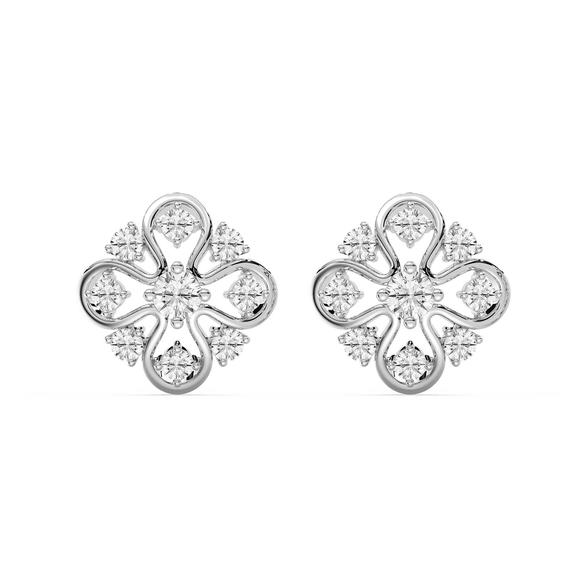 1 ¼ ctw Round Lab Grown Diamond Floral Filigree Stud Earrings