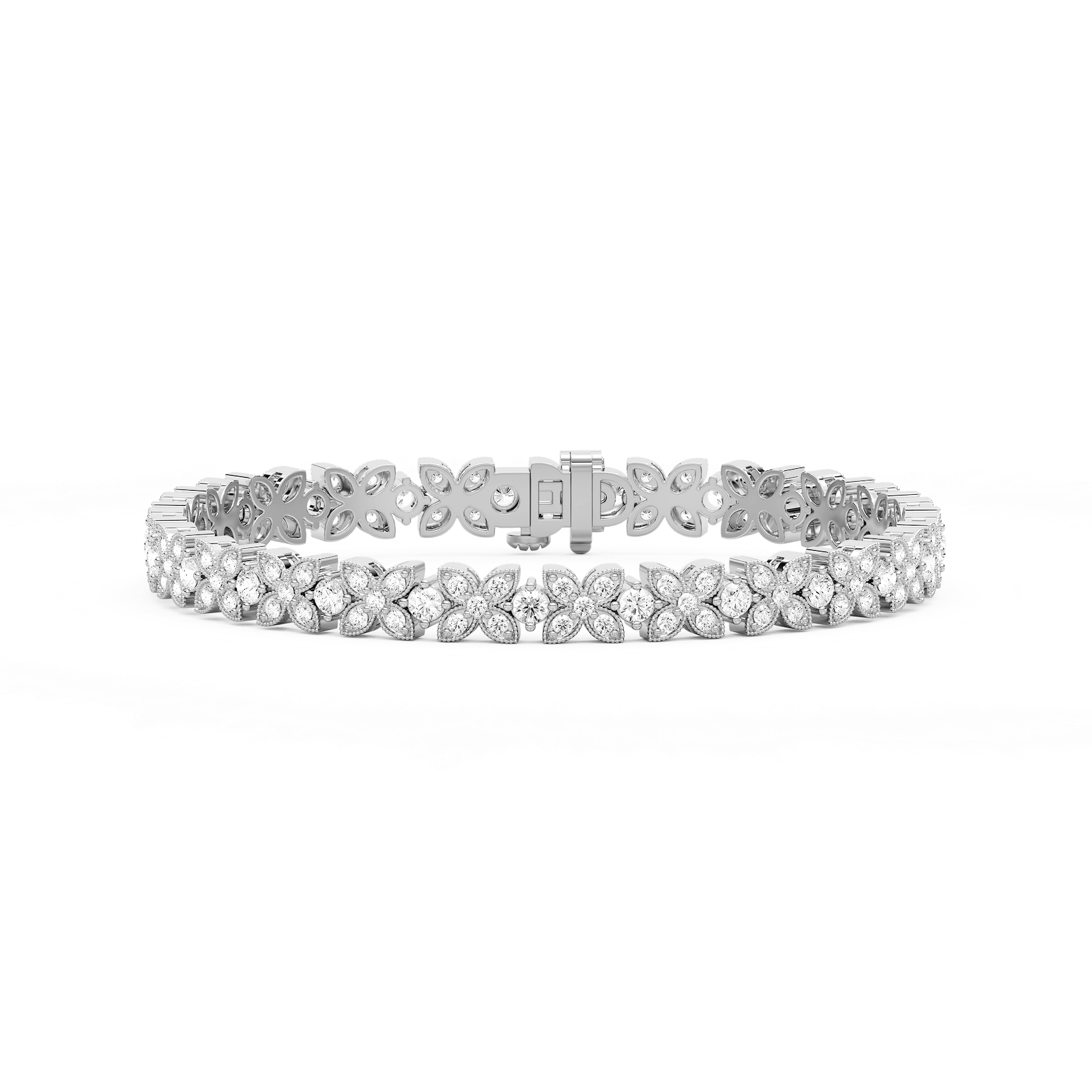 4 ¹⁄₈ ctw Round Lab Grown Diamond Floral Bracelet  - 7 Inches