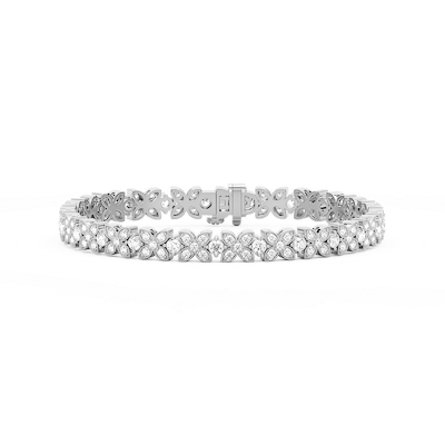 4 ¹⁄₈ ctw Round Lab Grown Diamond Floral Bracelet  - 7 Inches