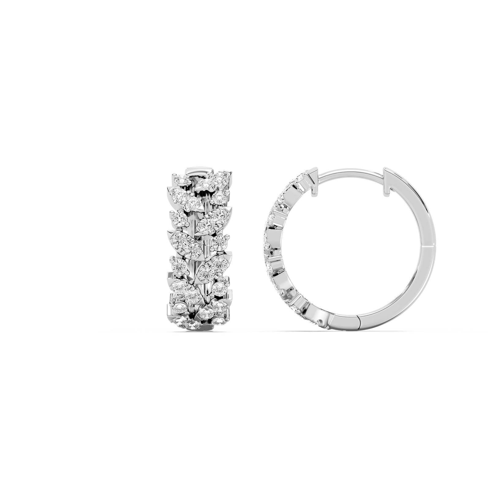 5/8 ctw Round Lab Grown Diamond Floral Vine Hoop Earrings