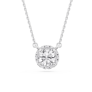 Round Lab Grown Diamond French Halo Pendant   - 18 Inches