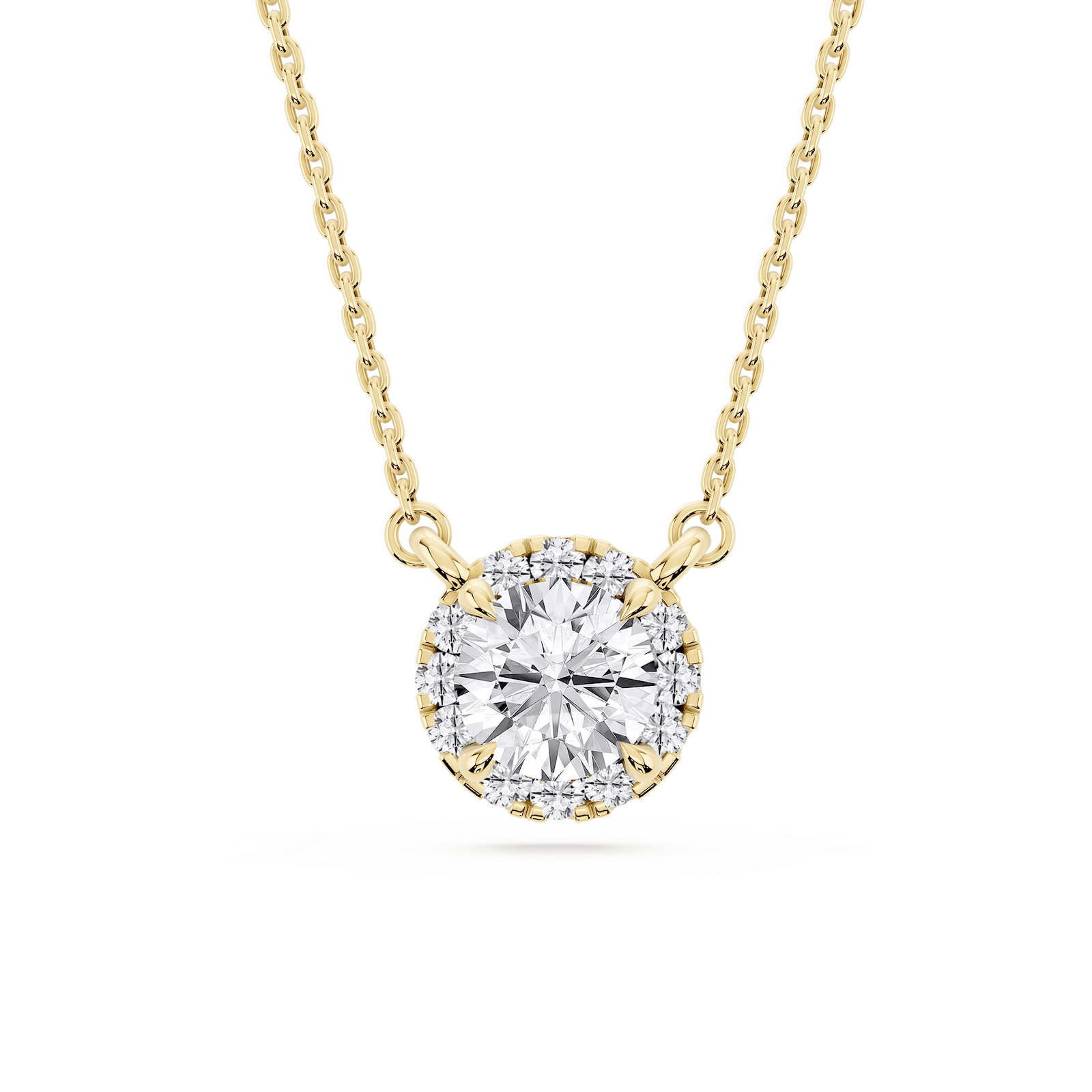 Round Lab Grown Diamond French Halo Pendant   - 18 Inches