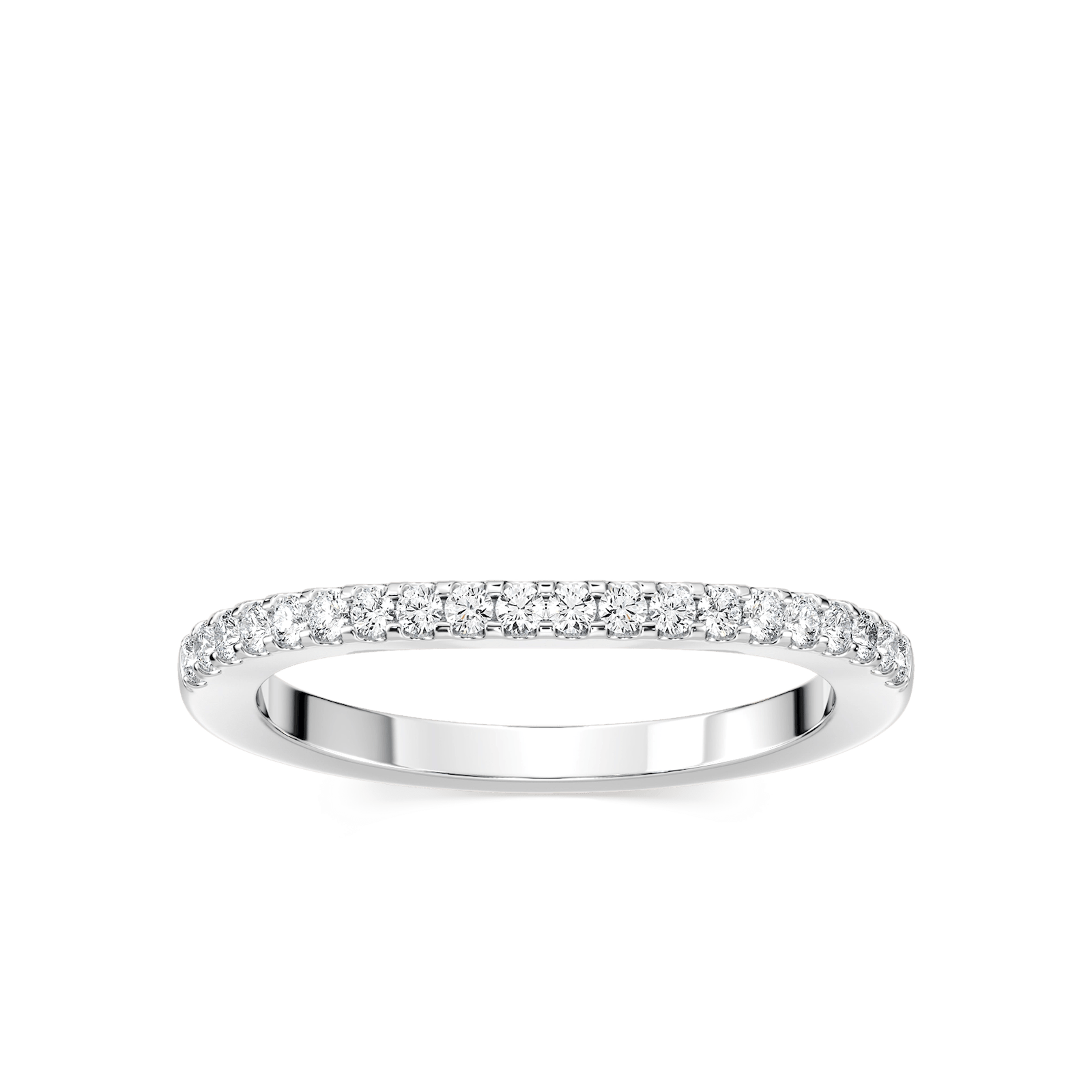 Curved diamond accented wedding band in recycled 14K white gold to fit Frost Engagement ring | Curved diamond accented wedding band in recycled 14K white gold to fit frost Engagement ring