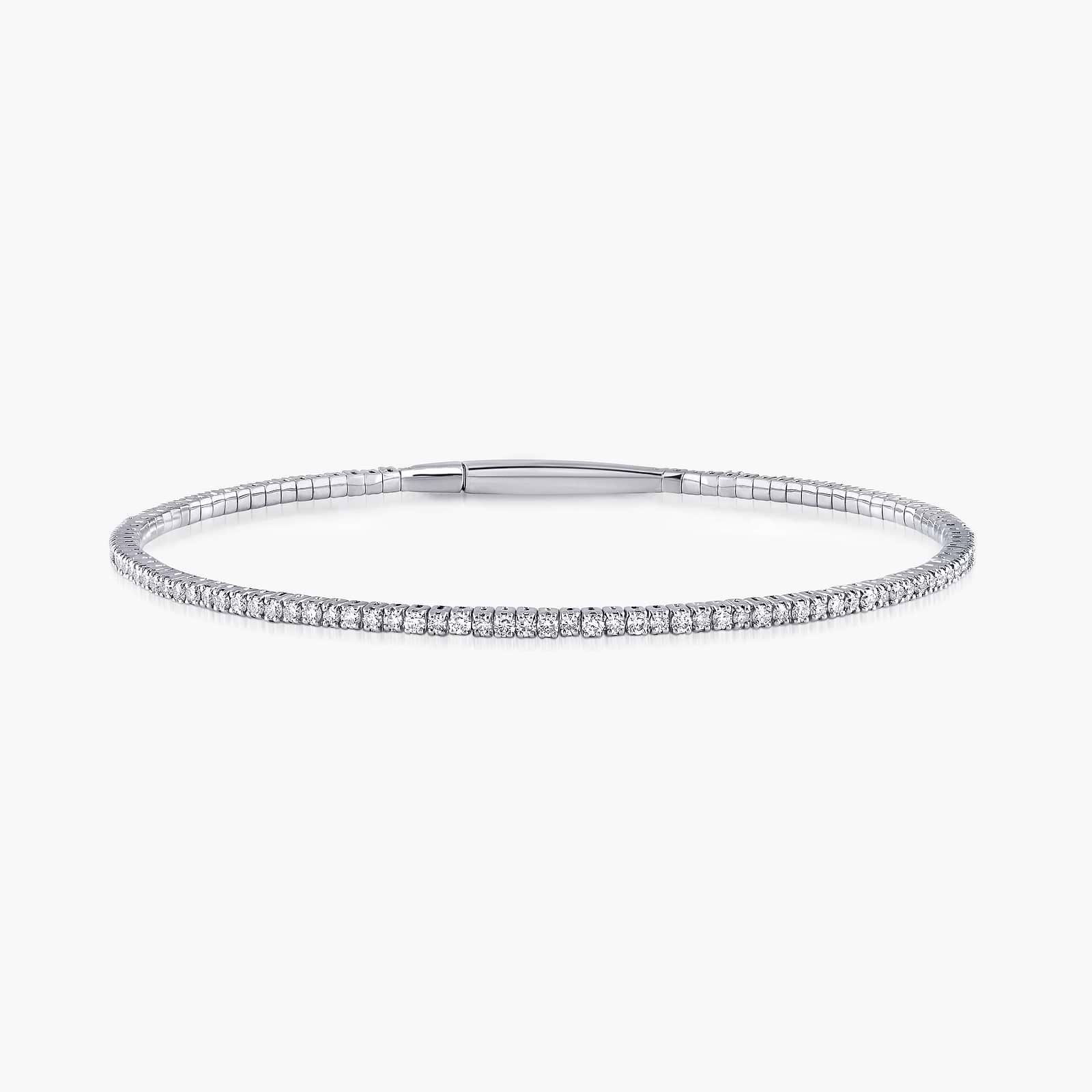 Round Lab Grown Diamond Flexible Tennis Bangle Bracelet  - 7 Inches