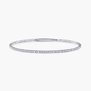 Round Lab Grown Diamond Flexible Tennis Bangle Bracelet  - 7 Inches