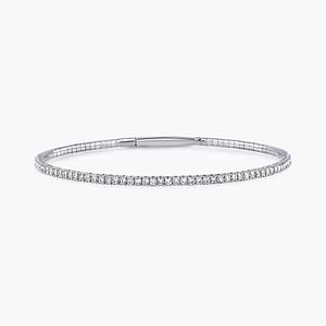 Round Lab Grown Diamond Flexible Tennis Bangle Bracelet  - 7 Inches