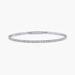 Round Lab Grown Diamond Flexible Tennis Bangle Bracelet  - 7 Inches