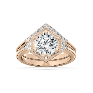Lexi 2 ¼ ctw Round Lab Grown Diamond Geometric Halo Wedding Set