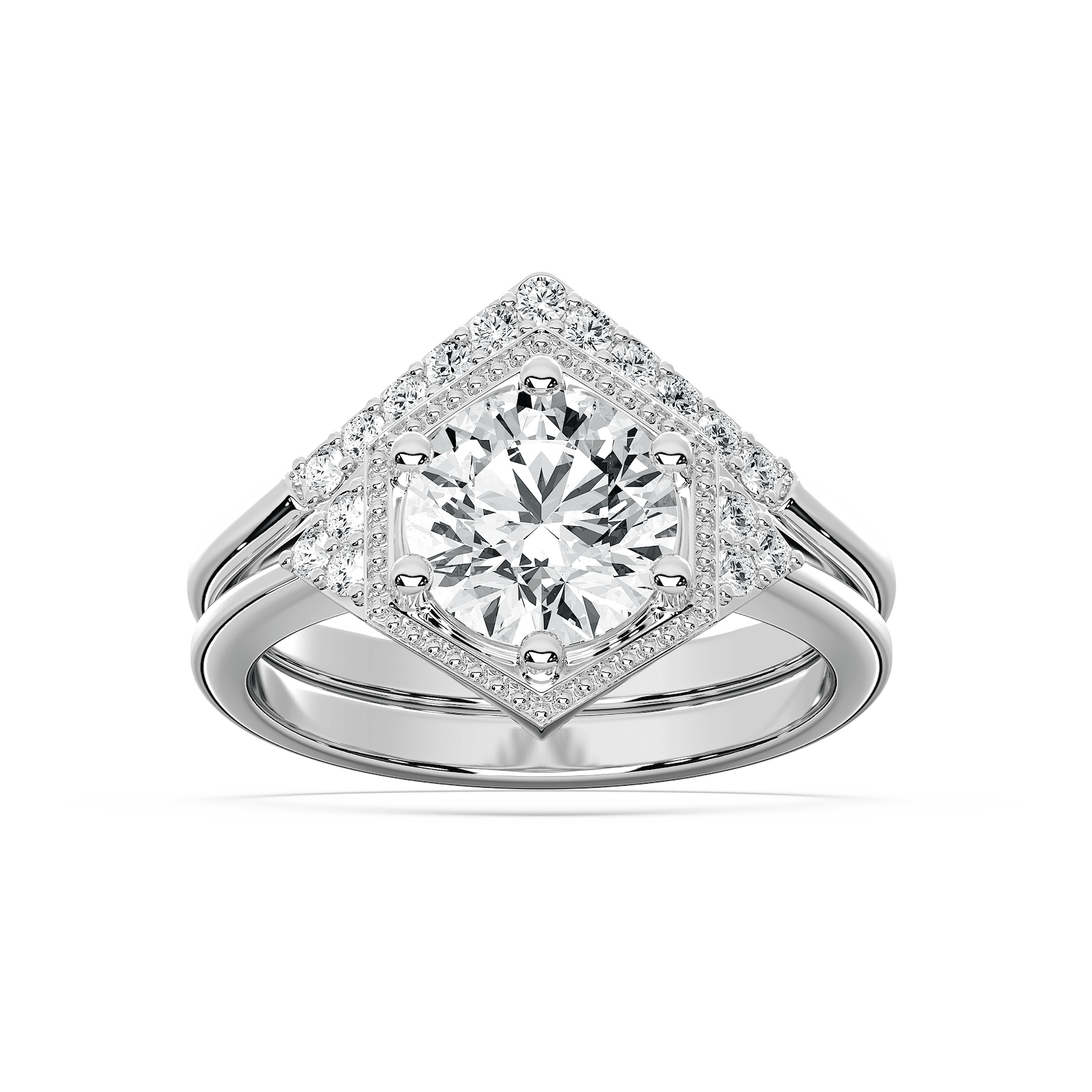 Lexi 2 ¼ ctw Round Lab Grown Diamond Geometric Halo Wedding Set