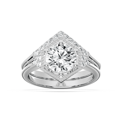 Lexi 2 ¼ ctw Round Lab Grown Diamond Geometric Halo Wedding Set