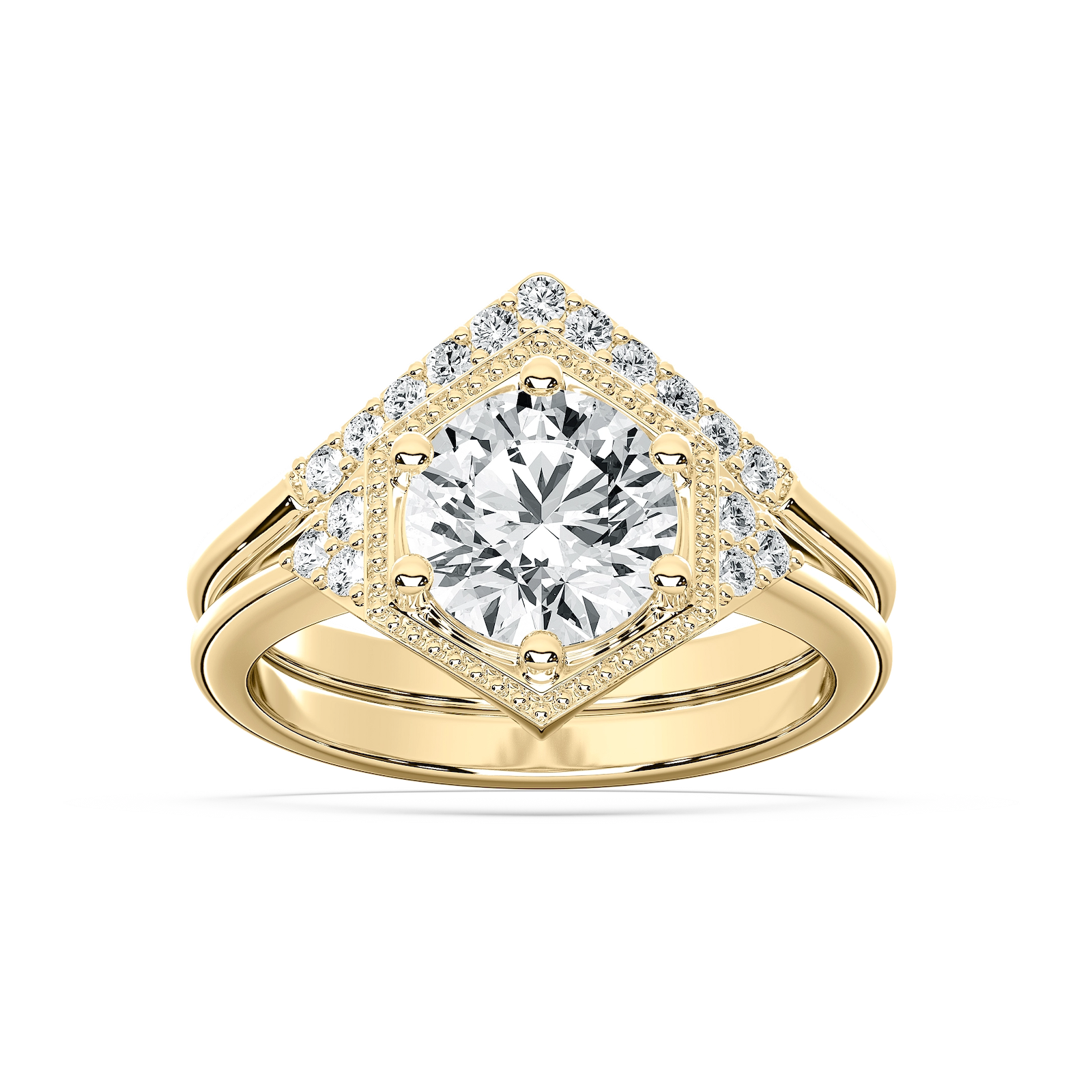Lexi 2 ¼ ctw Round Lab Grown Diamond Geometric Halo Wedding Set