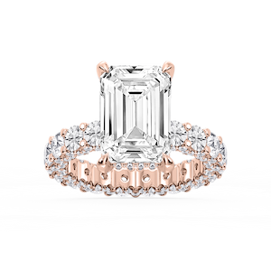 Giselle Emerald Lab Grown Diamond Pave Eternity Hidden Halo Engagement Ring