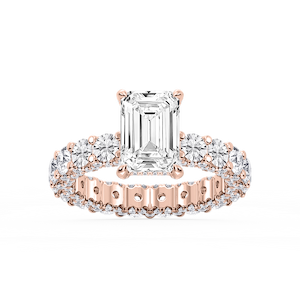 Giselle Emerald Lab Grown Diamond Pave Eternity Hidden Halo Engagement Ring