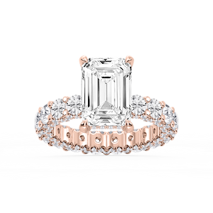 Giselle Emerald Lab Grown Diamond Pave Eternity Hidden Halo Engagement Ring