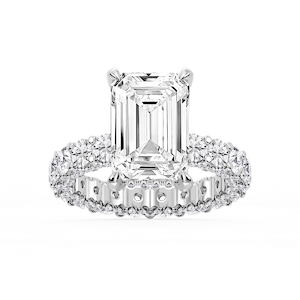 Giselle Emerald Lab Grown Diamond Pave Eternity Hidden Halo Engagement Ring