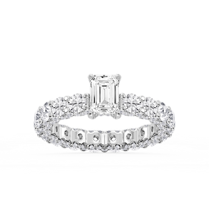 Giselle Emerald Lab Grown Diamond Pave Eternity Hidden Halo Engagement Ring