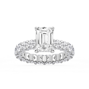 Giselle Emerald Lab Grown Diamond Pave Eternity Hidden Halo Engagement Ring