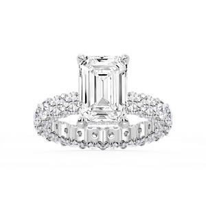 Giselle Emerald Lab Grown Diamond Pave Eternity Hidden Halo Engagement Ring