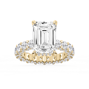 Giselle Emerald Lab Grown Diamond Pave Eternity Hidden Halo Engagement Ring