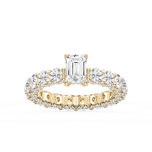 Giselle Emerald Lab Grown Diamond Pave Eternity Hidden Halo Engagement Ring