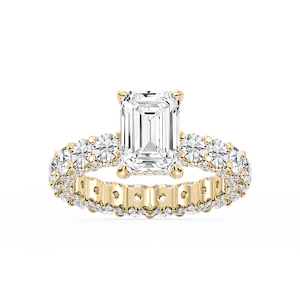 Giselle Emerald Lab Grown Diamond Pave Eternity Hidden Halo Engagement Ring