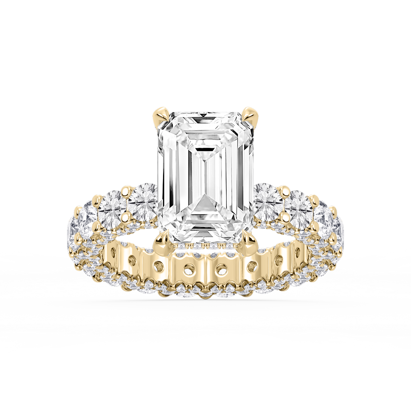 Giselle Emerald Lab Grown Diamond Pave Eternity Hidden Halo Engagement Ring