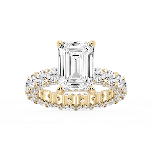 Giselle Emerald Lab Grown Diamond Pave Eternity Hidden Halo Engagement Ring