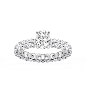 Giselle Oval Lab Grown Diamond Pave Eternity Hidden Halo Engagement Ring