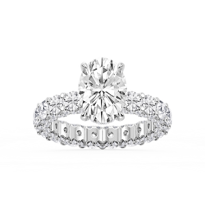 Giselle Oval Lab Grown Diamond Pave Eternity Hidden Halo Engagement Ring