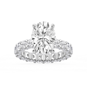 Giselle Oval Lab Grown Diamond Pave Eternity Hidden Halo Engagement Ring