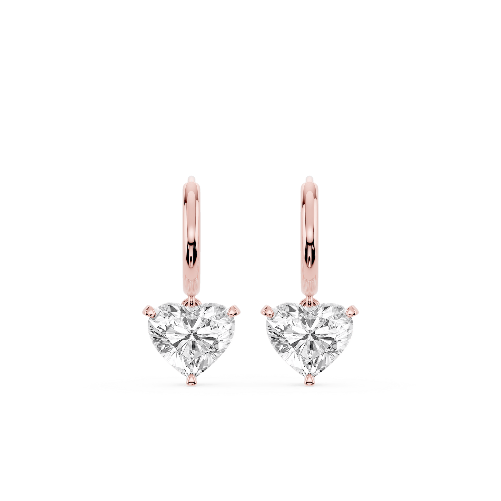 4 ctw Heart Lab Grown Diamond Solitaire Drop Huggie Hoop Earrings