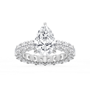 Giselle Pear Lab Grown Diamond Pave Eternity Hidden Halo Engagement Ring