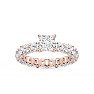 Giselle Princess Lab Grown Diamond Pave Eternity Hidden Halo Engagement Ring