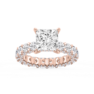 Giselle Princess Lab Grown Diamond Pave Eternity Hidden Halo Engagement Ring