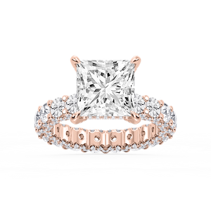 Giselle Princess Lab Grown Diamond Pave Eternity Hidden Halo Engagement Ring