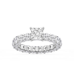 Giselle Princess Lab Grown Diamond Pave Eternity Hidden Halo Engagement Ring