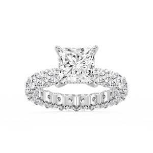 Giselle Princess Lab Grown Diamond Pave Eternity Hidden Halo Engagement Ring