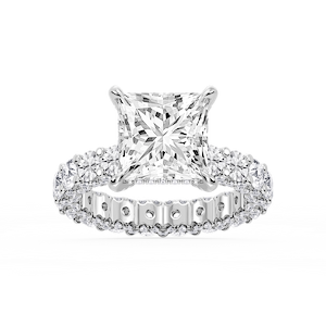 Giselle Princess Lab Grown Diamond Pave Eternity Hidden Halo Engagement Ring