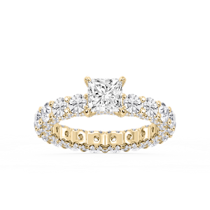 Giselle Princess Lab Grown Diamond Pave Eternity Hidden Halo Engagement Ring