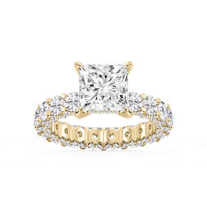 Giselle Princess Lab Grown Diamond Pave Eternity Hidden Halo Engagement Ring