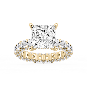 Giselle Princess Lab Grown Diamond Pave Eternity Hidden Halo Engagement Ring