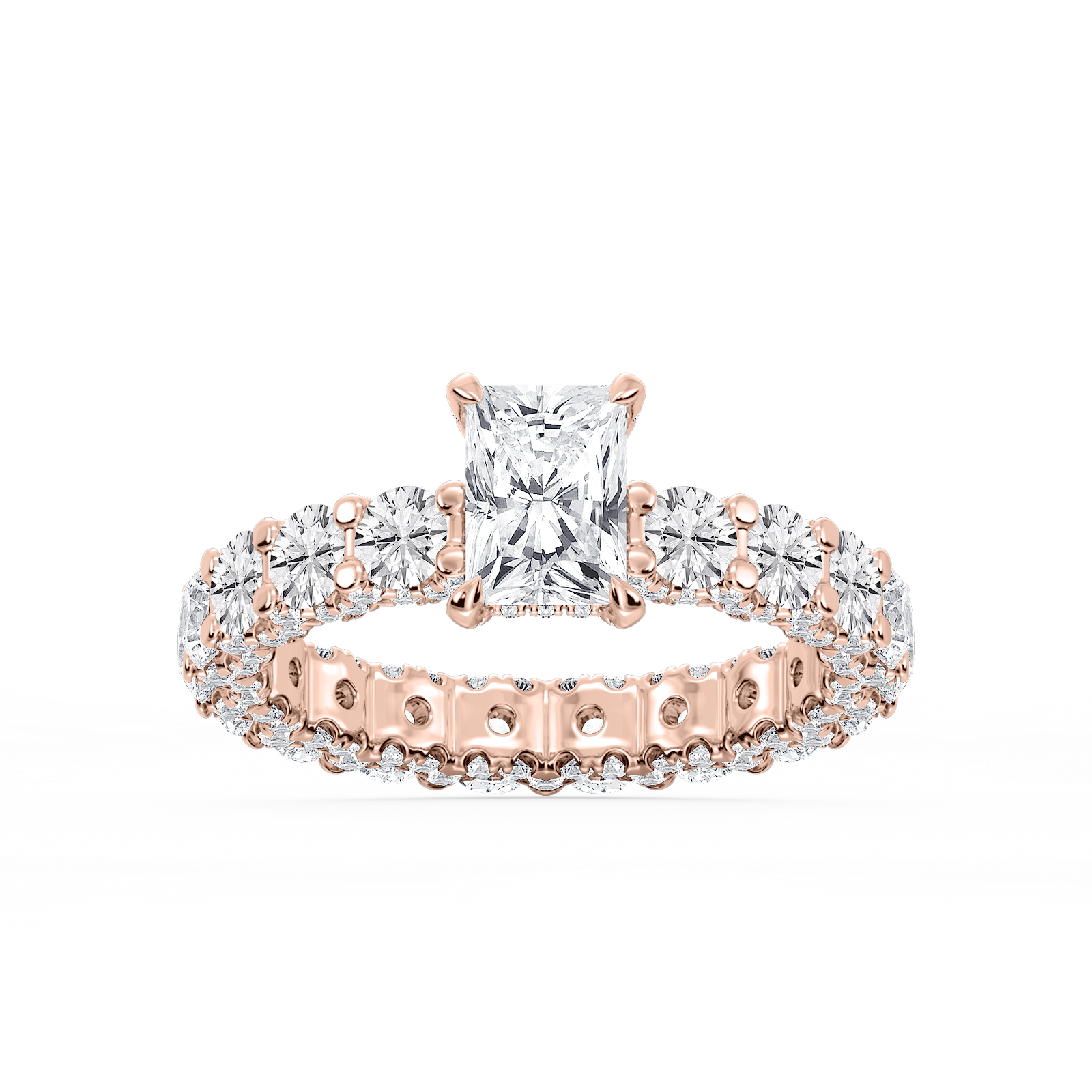 Giselle Radiant Lab Grown Diamond Pave Eternity Hidden Halo Engagement Ring