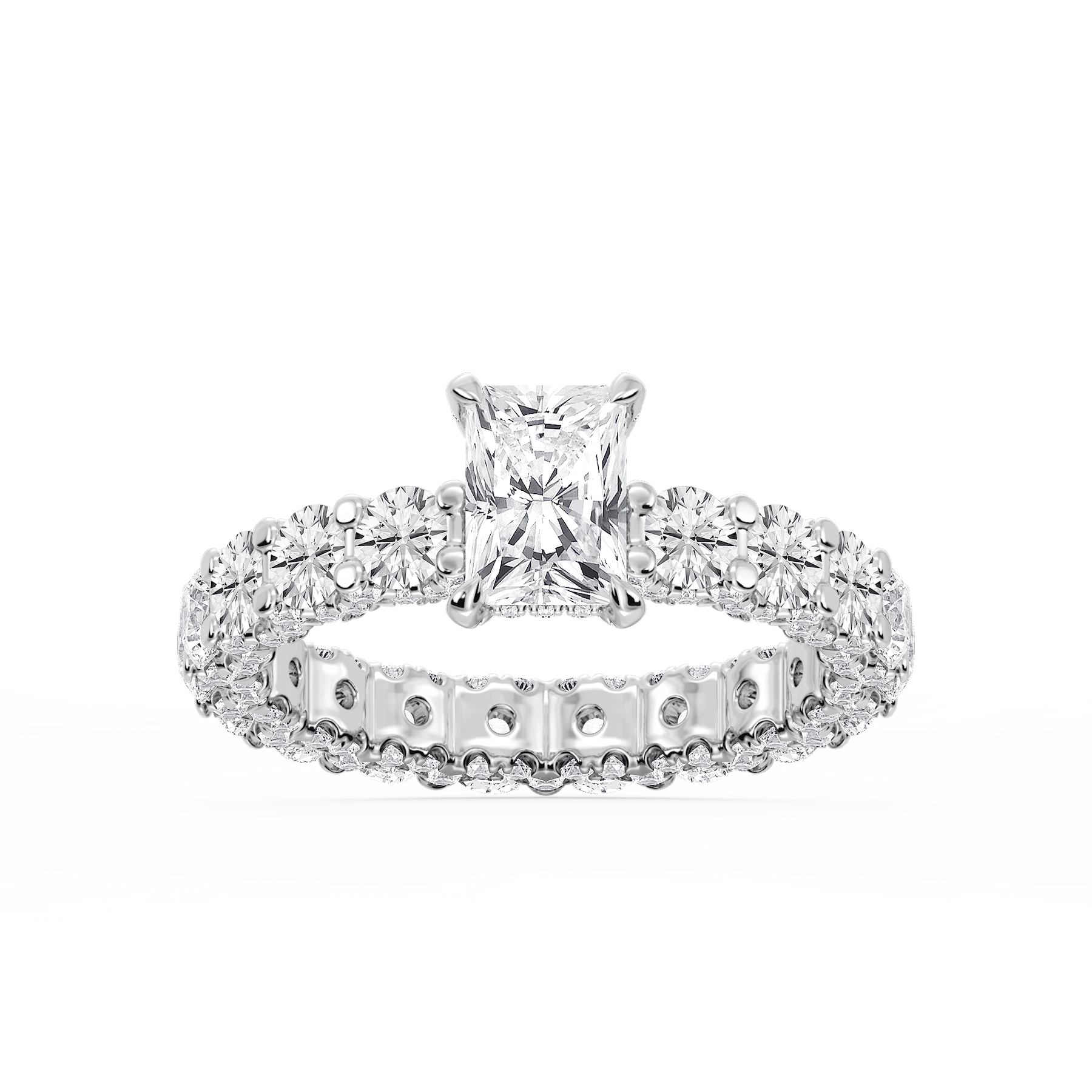Giselle Radiant Lab Grown Diamond Pave Eternity Hidden Halo Engagement Ring