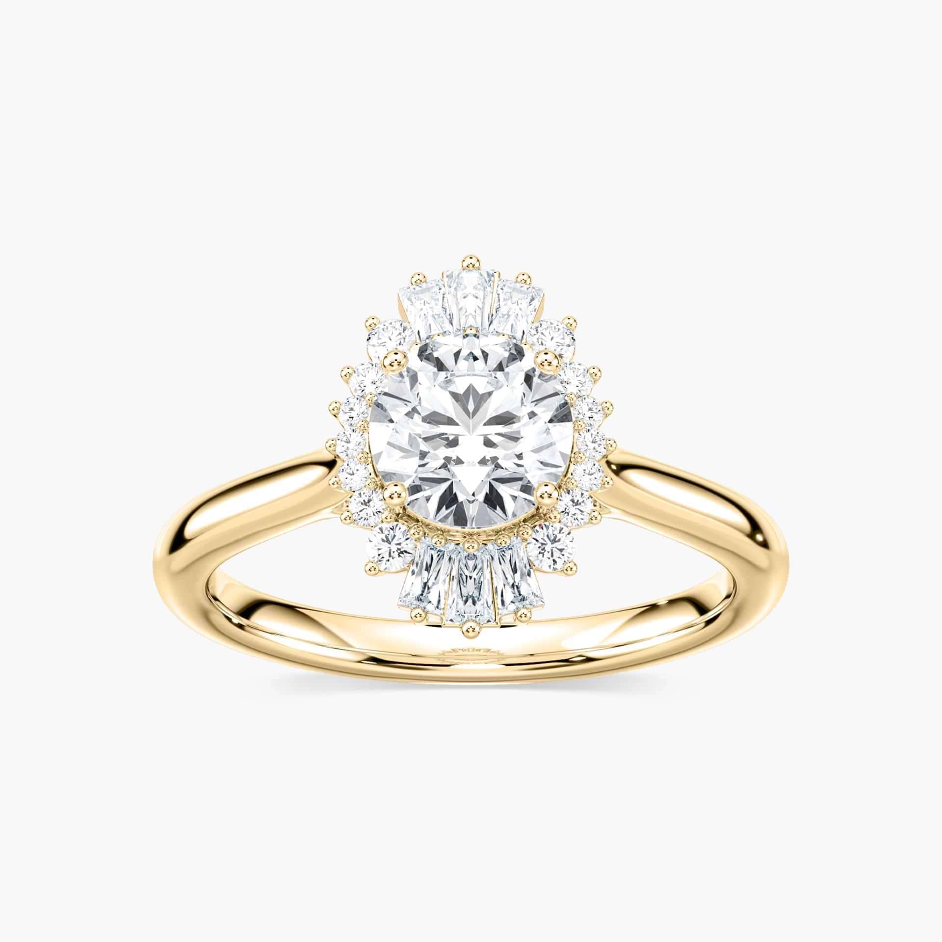 Goddess Round Lab Grown Diamond Vintage Halo Engagement Ring