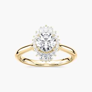 Goddess Round Lab Grown Diamond Vintage Halo Engagement Ring
