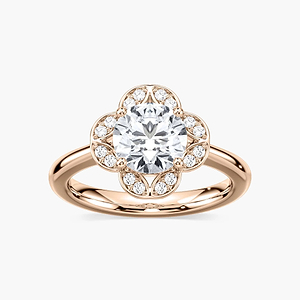 Grace Round Lab Grown Diamond Vintage Floral Halo Engagement Ring
