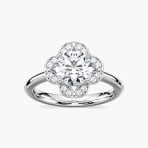 Grace Round Lab Grown Diamond Vintage Floral Halo Engagement Ring