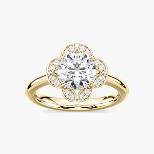 Grace Round Lab Grown Diamond Vintage Floral Halo Engagement Ring