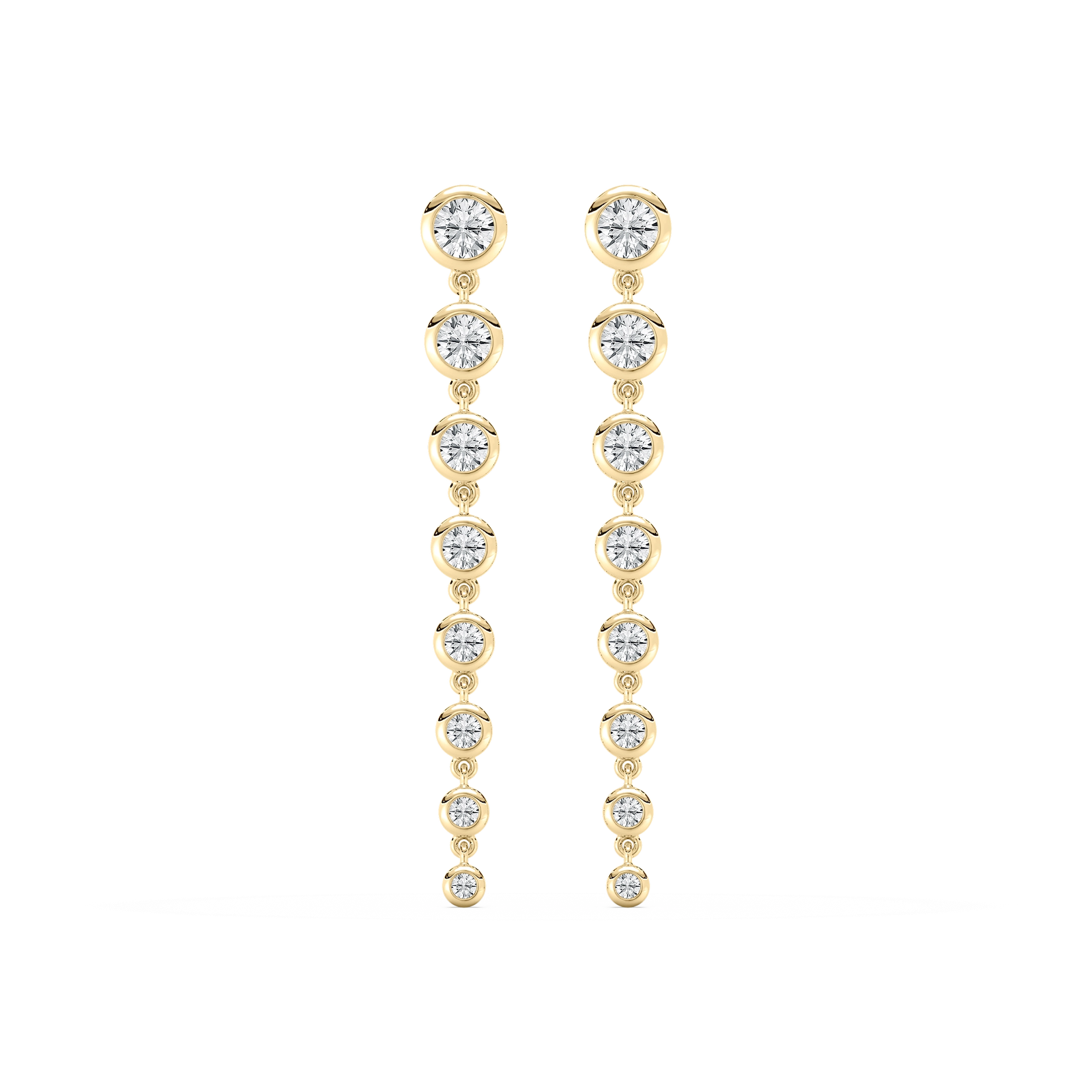1 ¾ ctw Round Lab Grown Diamond Graduated Bezel Drop Earrings