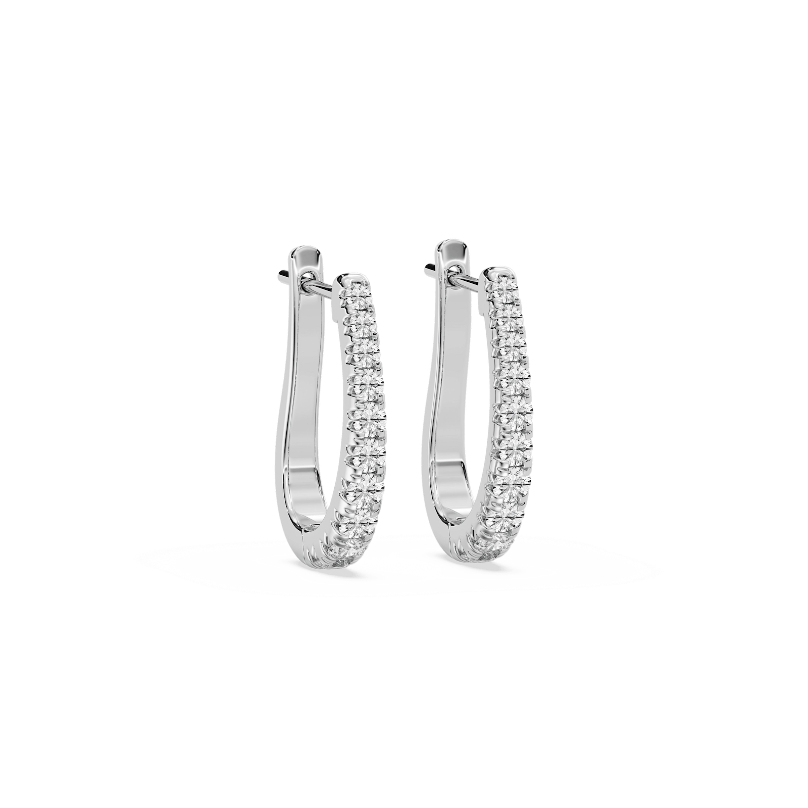 Round Lab Grown Diamond Graduated Horseshoe Hoop Earrings 14K White Gold / 0.25ctw Diameter – 14mm